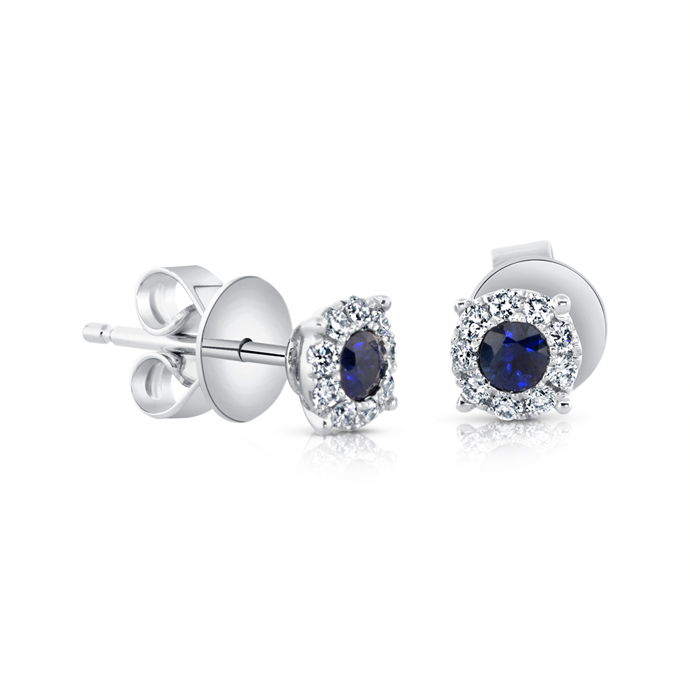 View Sapphire And Diamond Cluster Earrings