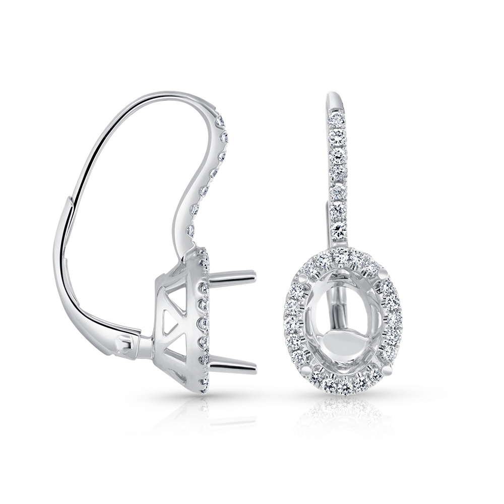 View Diamond Drop Semi Mount Earrings For 8x6 Oval