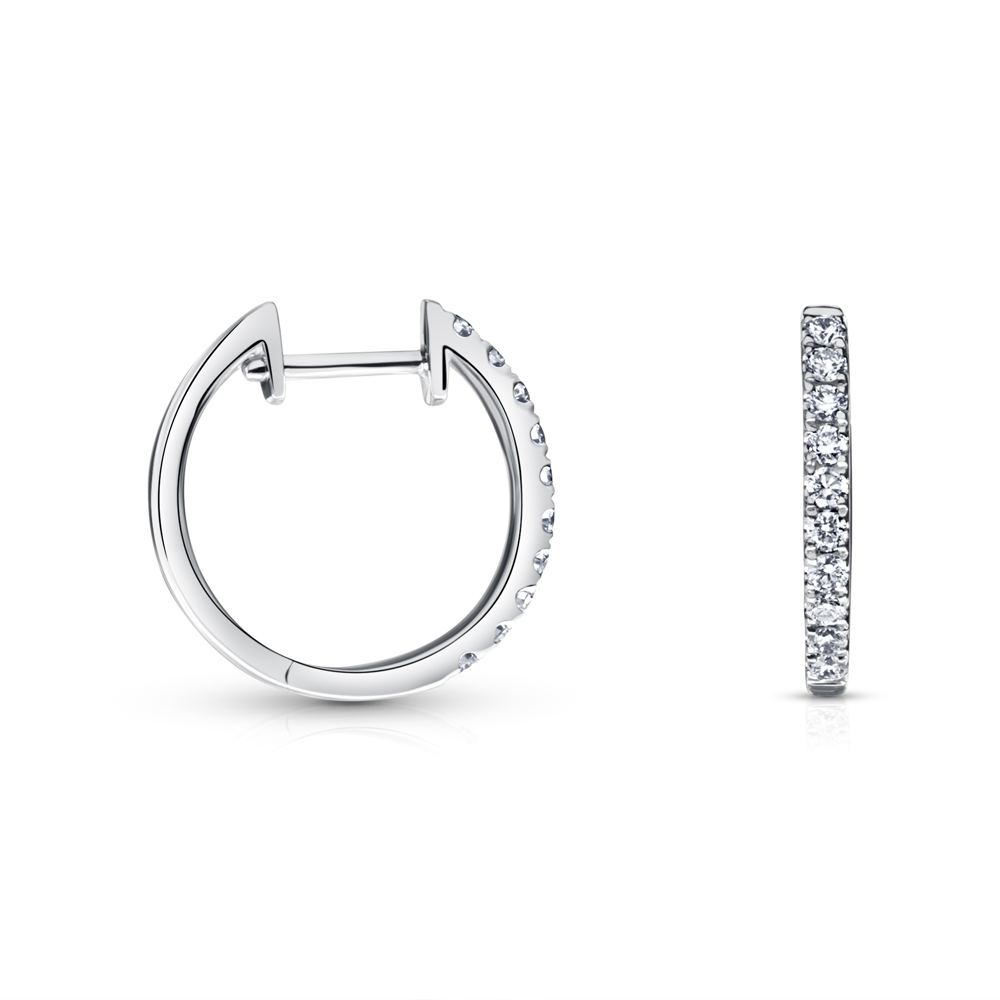 View Small Thin Diamond Hoop Earrings