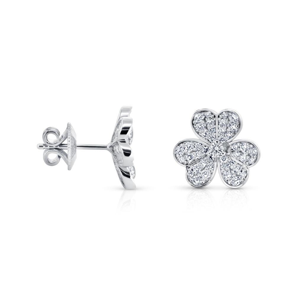 View Flower Shaped Diamond Earrings