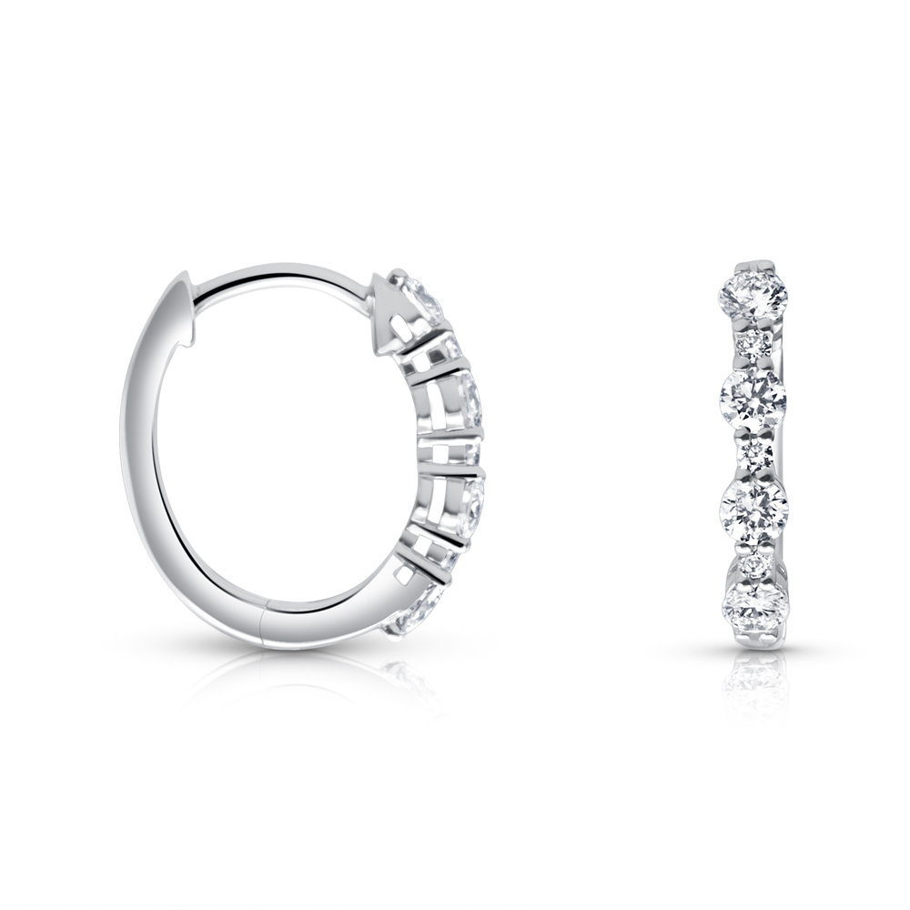 View Diamond Hoop Earrings (Small Oval Shape)