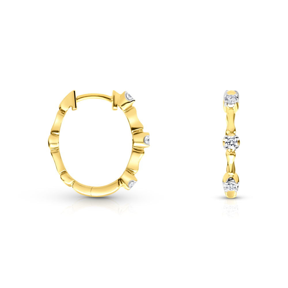 View Oval Shape Bar Diamond Hoop Earrings