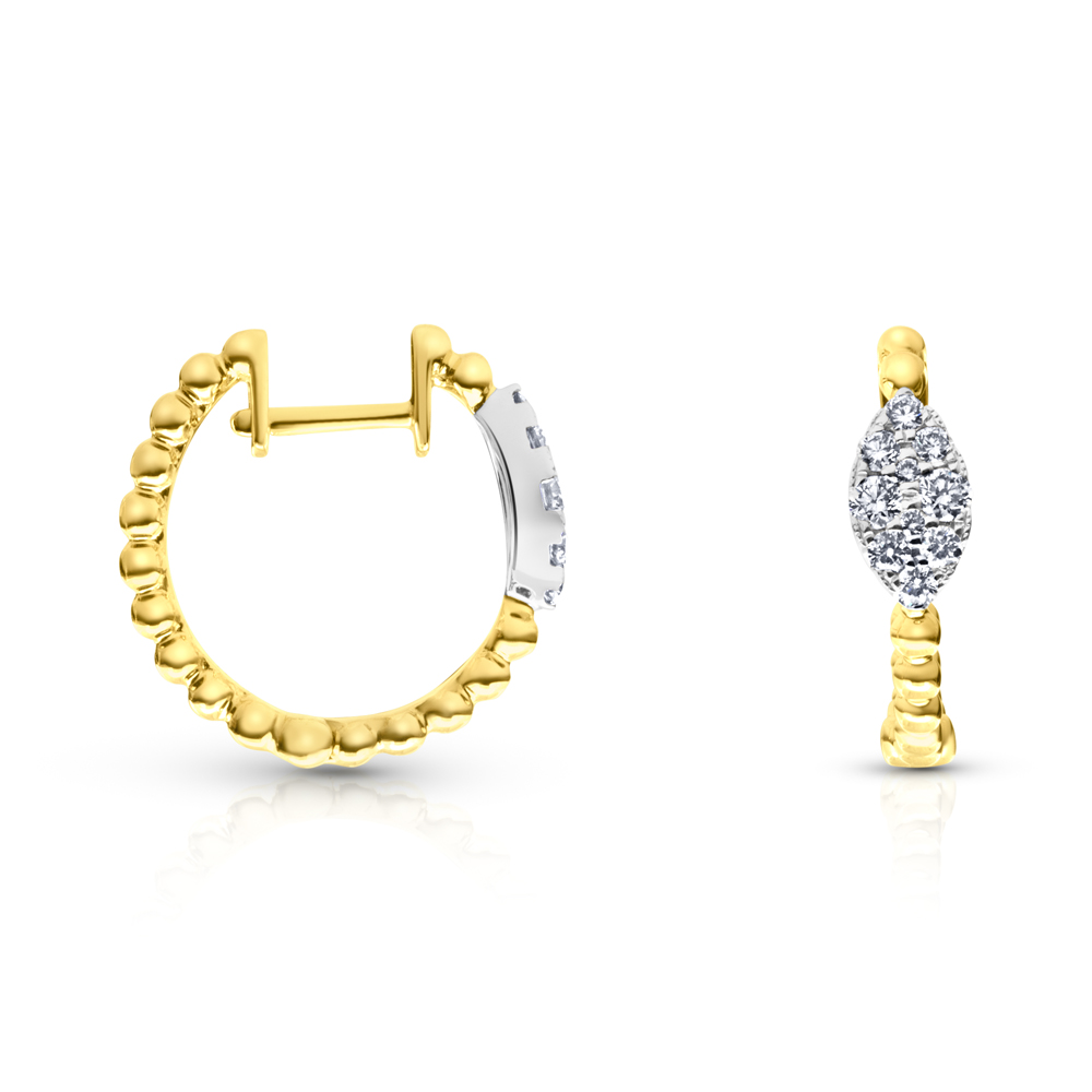 View Diamond Beaded MQ Shape Hoop Earrings