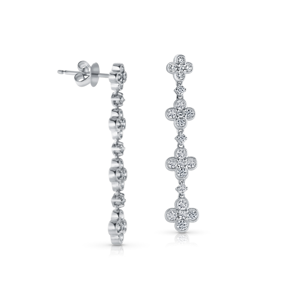 View Dangling Diamond Clover Earrings