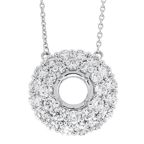 View Double Halo Diamond Semi Mount Necklace