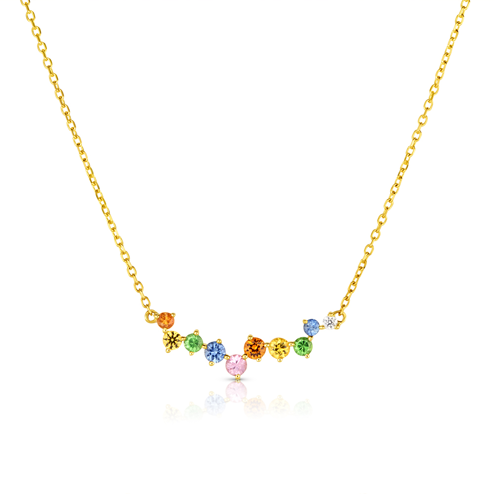 View Multi Sapphire And Diamond Alternating Necklace