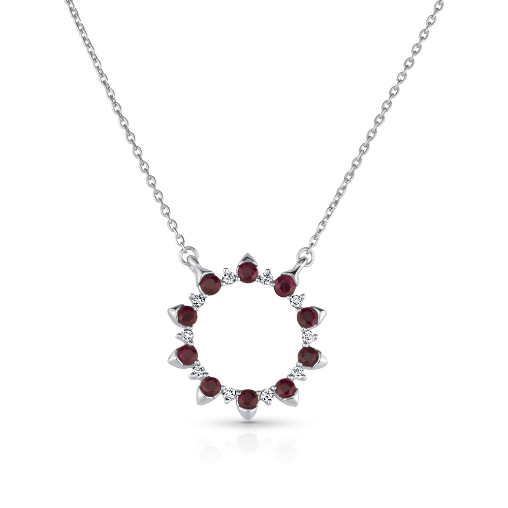 View Ruby And Diamond Circle Necklace