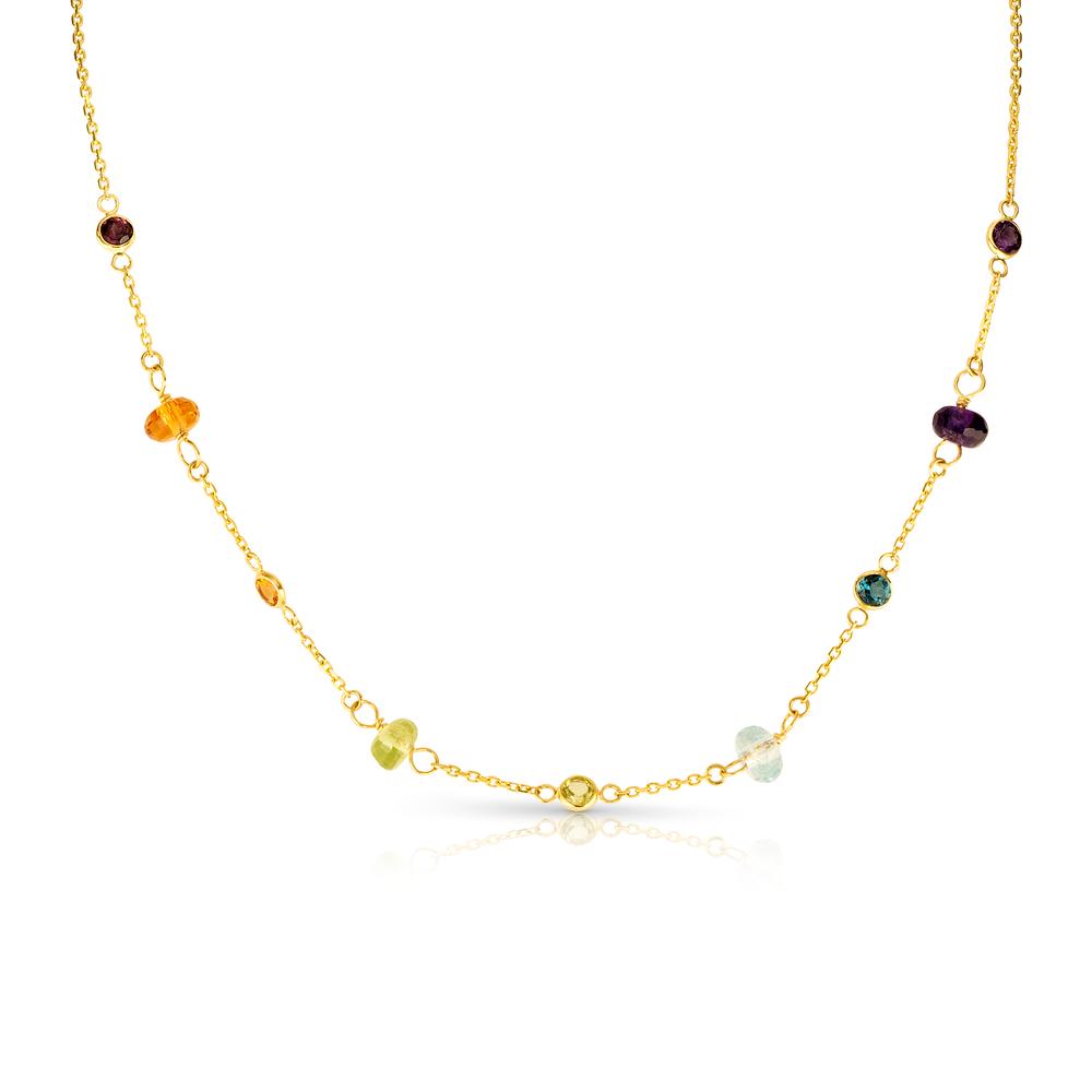 View Multi Semi Precious Beads Necklace With Extender