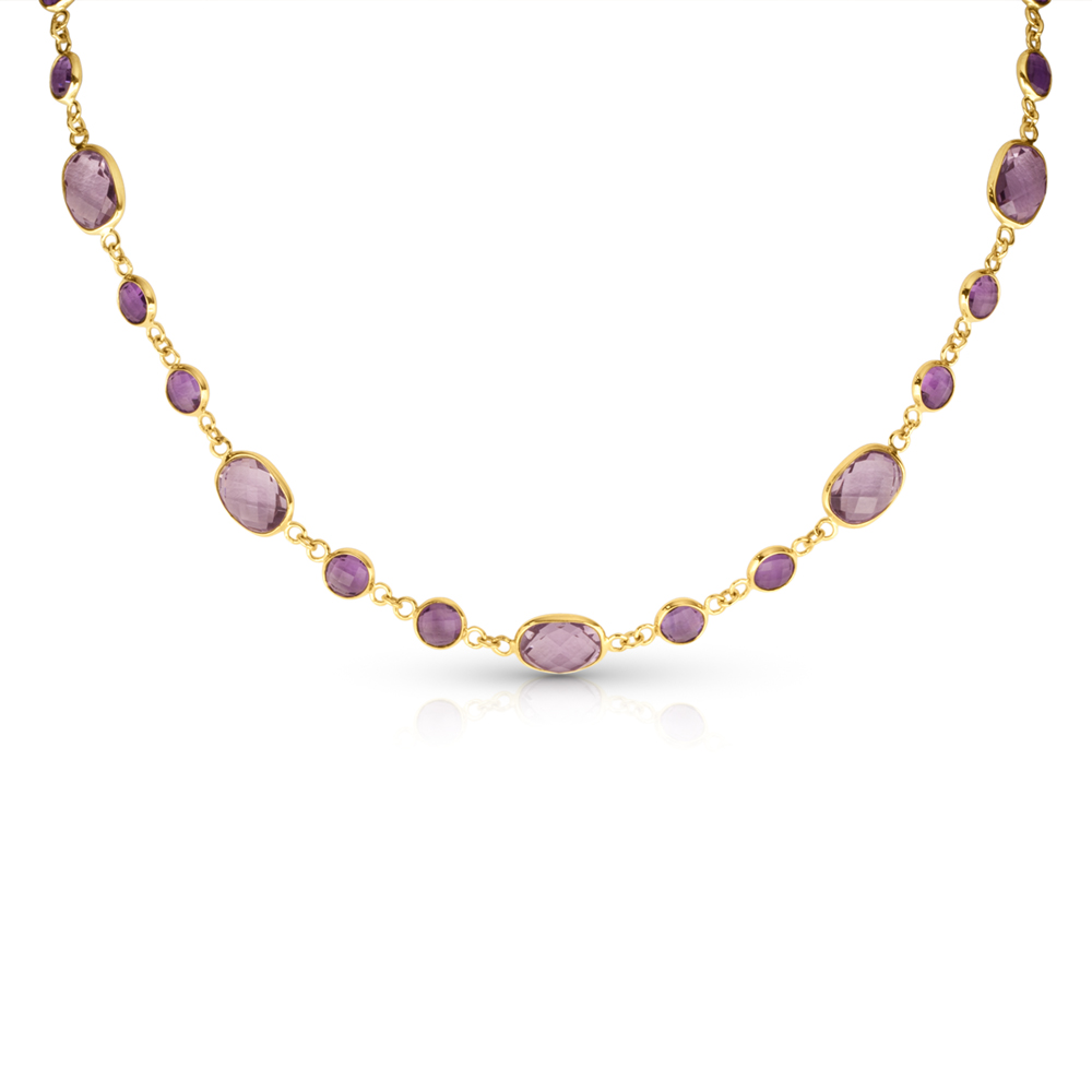 View Oval And Round Bezel Set Amethyst Necklace