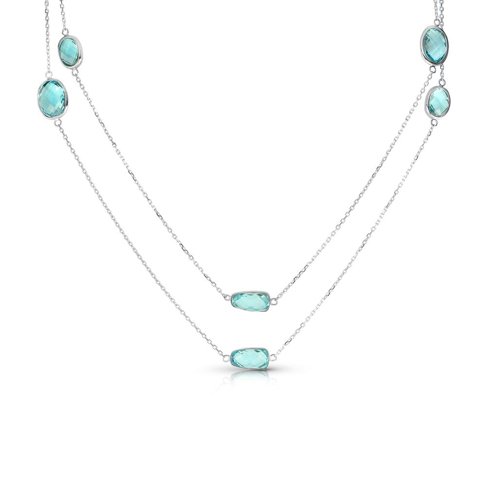 View Multi Shape Wire Bezel Set Swiss Blue Necklace