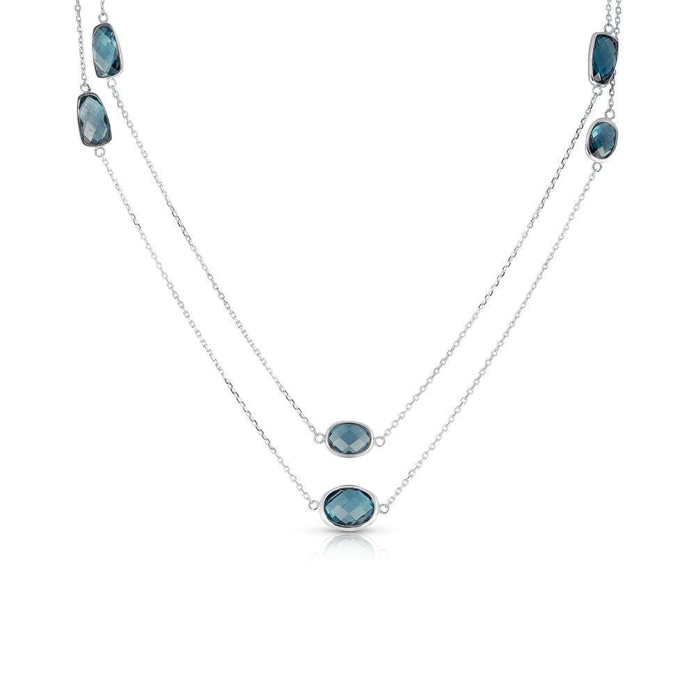 View Multi Shape Wire Bezel Set London Blue Necklace