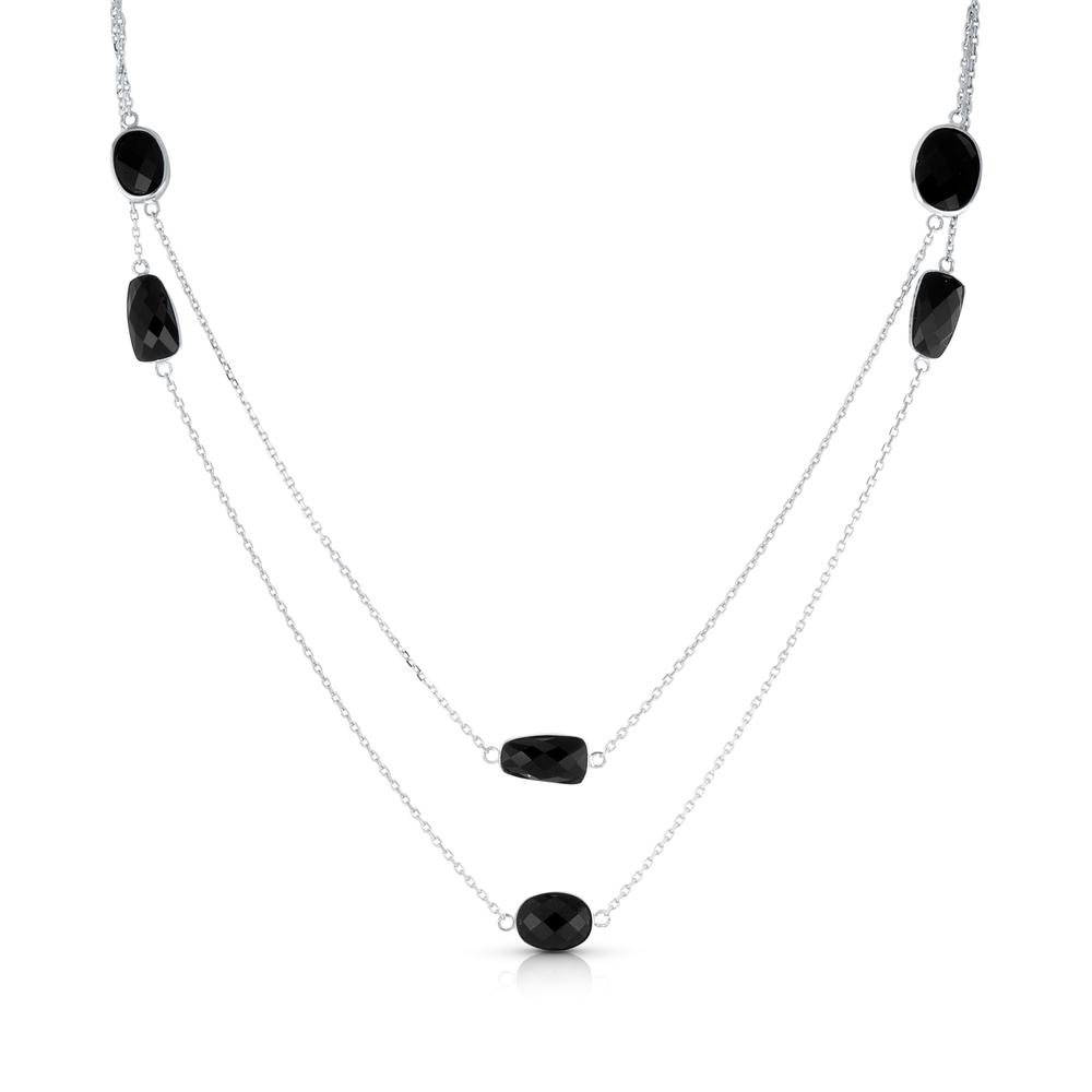 View Multi Shape Wire Bezel Set Black Onyx Necklace