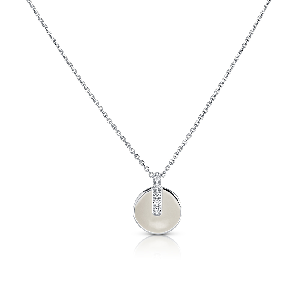 View Diamond Circle And Bar Mini Pendant With Chain