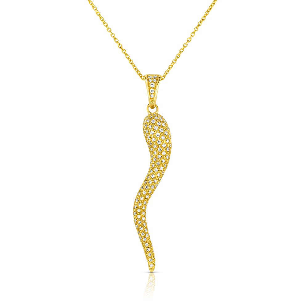 View Italian Horn Diamond Pendant With Chain