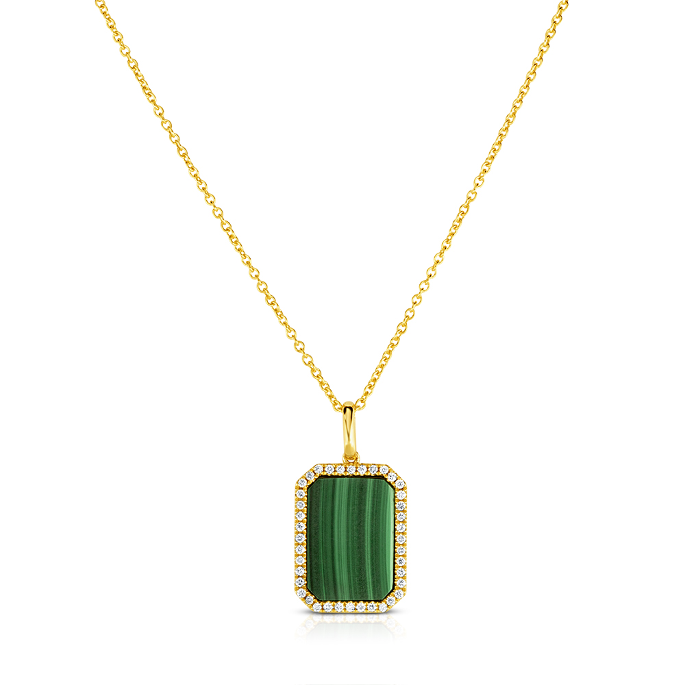 View Malachite DT Diamond Pendant With Chain