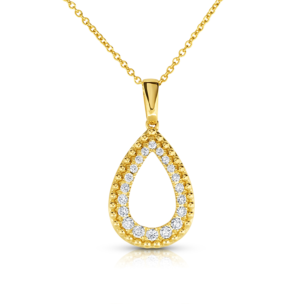 View Pear Shape Diamond And Beads Pendant With Chain