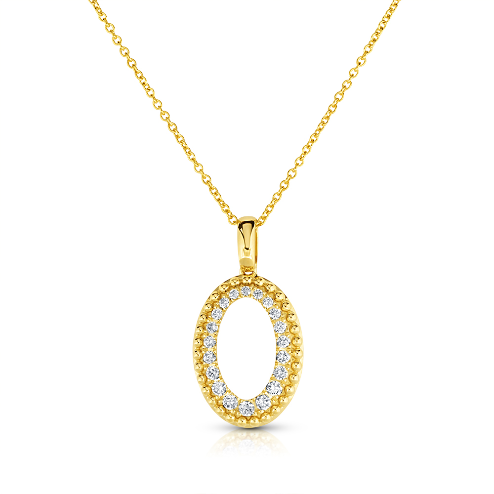 View Oval Shape Diamond And Beads Pendant With Chain