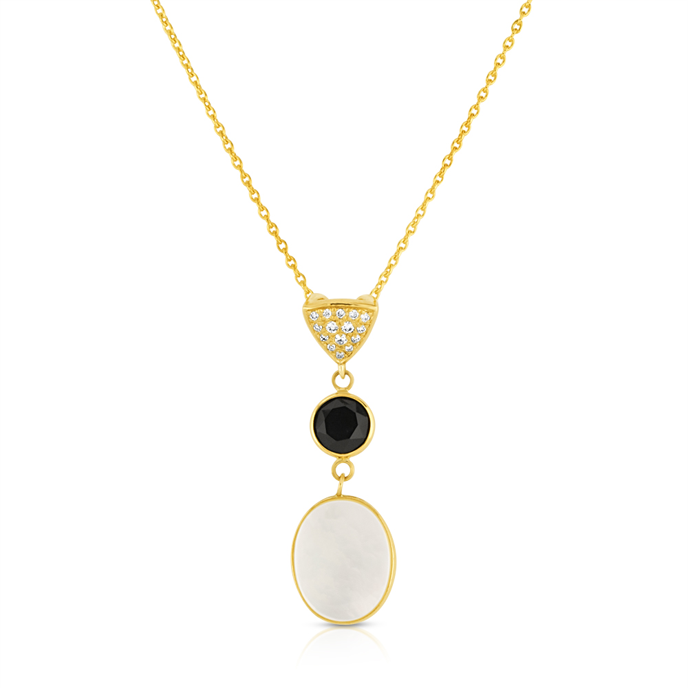 View Black Onyx, Mother Of Pearl And Diamond Pendant With Chain