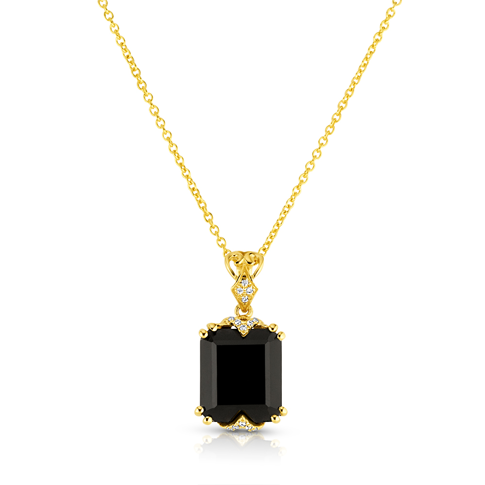 View Black Onyx And Diamond Pendant With Chain