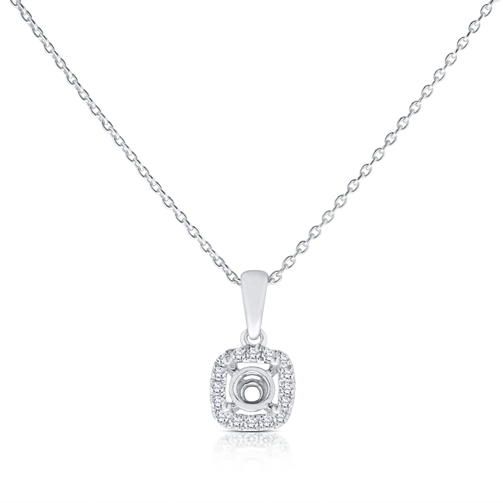 View Diamond Semi Mount Pendant for .25ct Ctr. With Chain