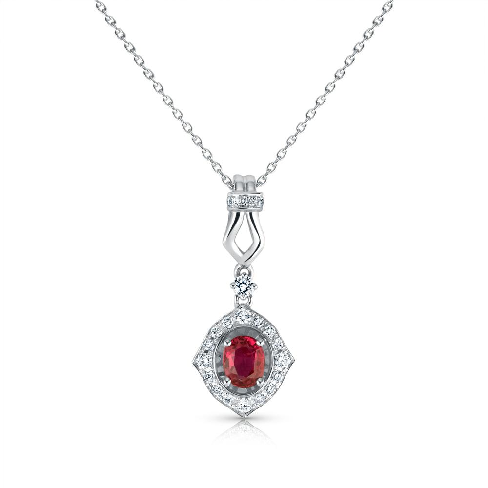 View Ruby And Diamond Pendant With Chain