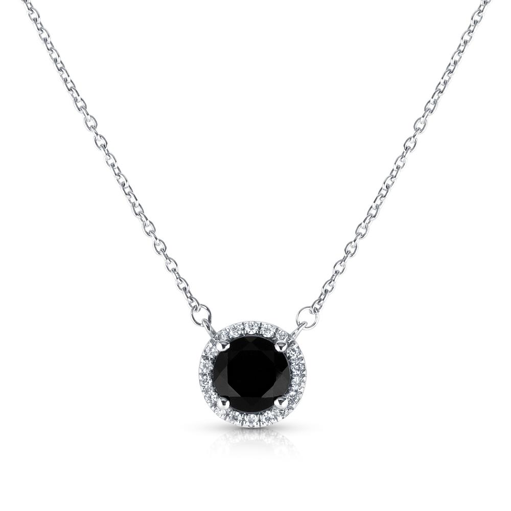 View Black Onyx And Diamond Halo Pendant With Chain