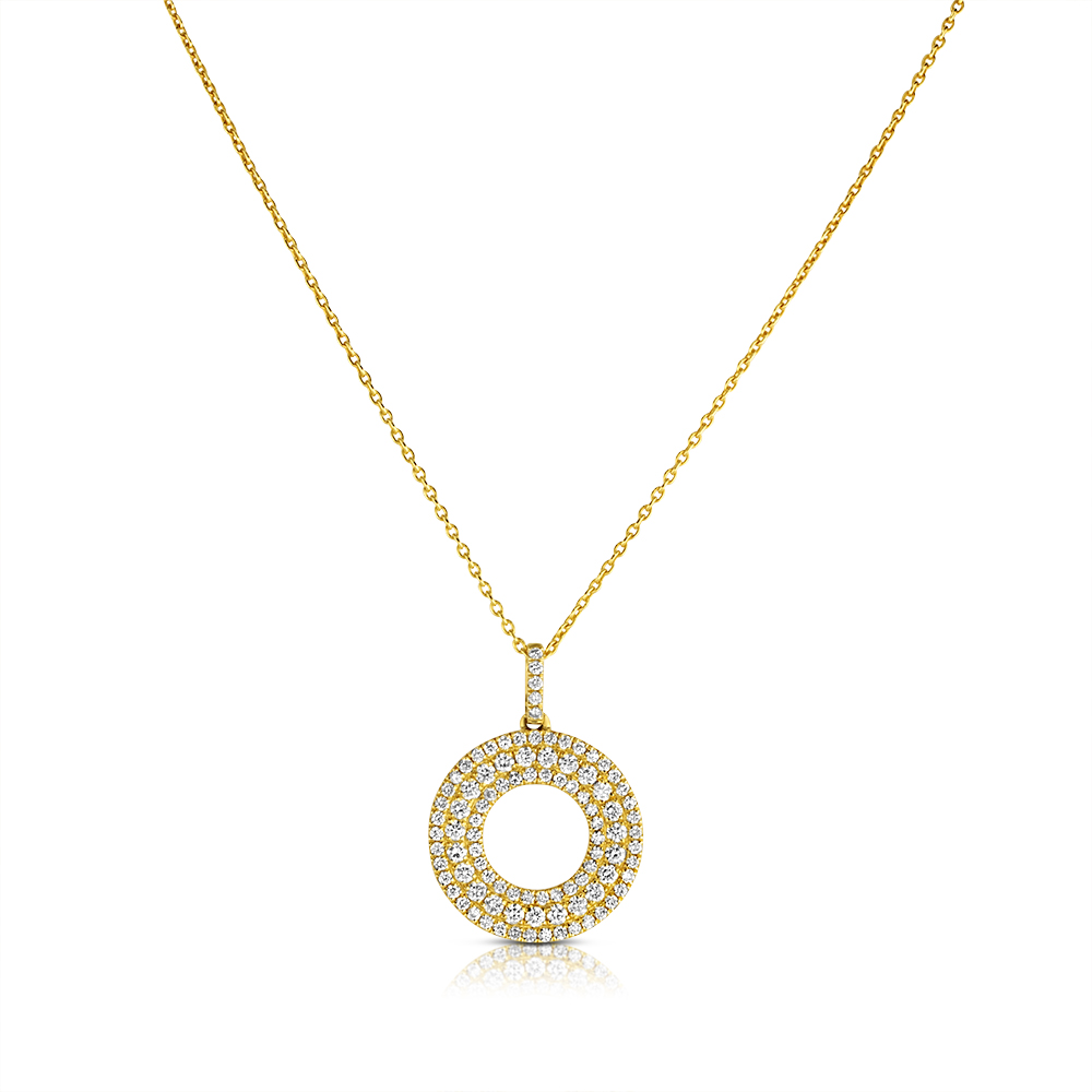 View Diamond 3 Row Circle Pendant With Chain