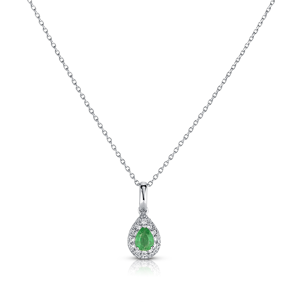 View Emerald And Diamond Pendant With Chain