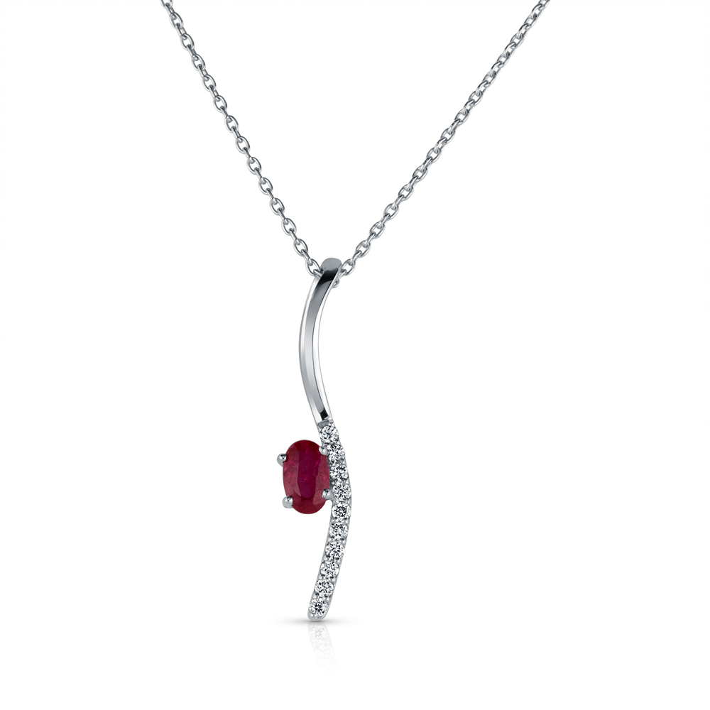 View Ruby And Diamond Pendant With Chain