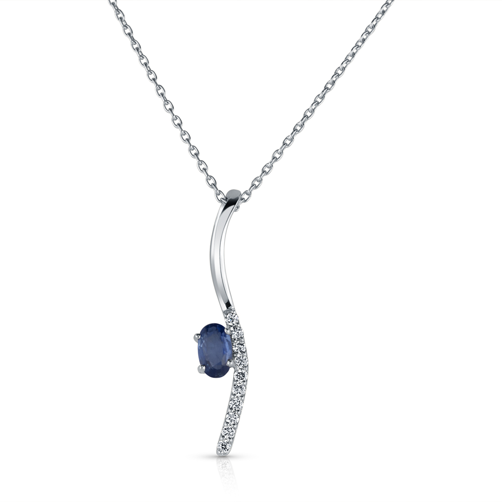 View Sapphire And Diamond Pendant With Chain