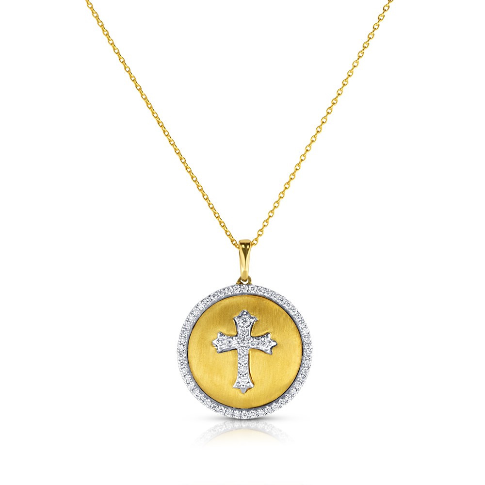 View Diamond Disc With Cross Pendant W/Chain