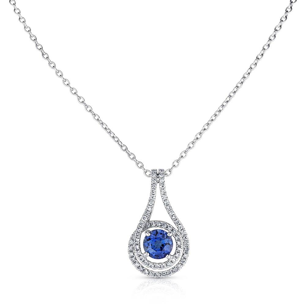 View Tanzanite And Diamond Swirl Pendant With Chain