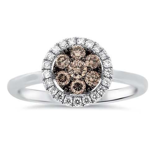 View Brown and White Diamond Cluster Ring
