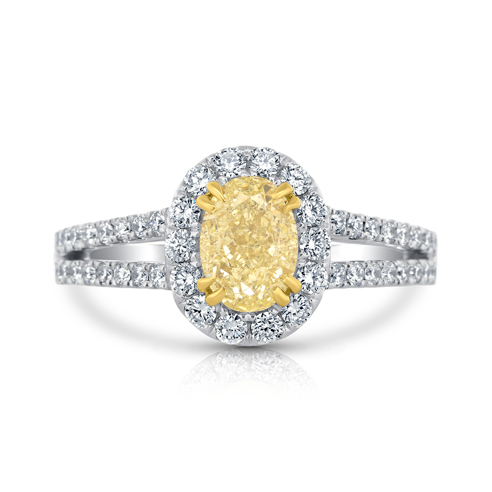 View Yellow Diamond Oval Halo Ring