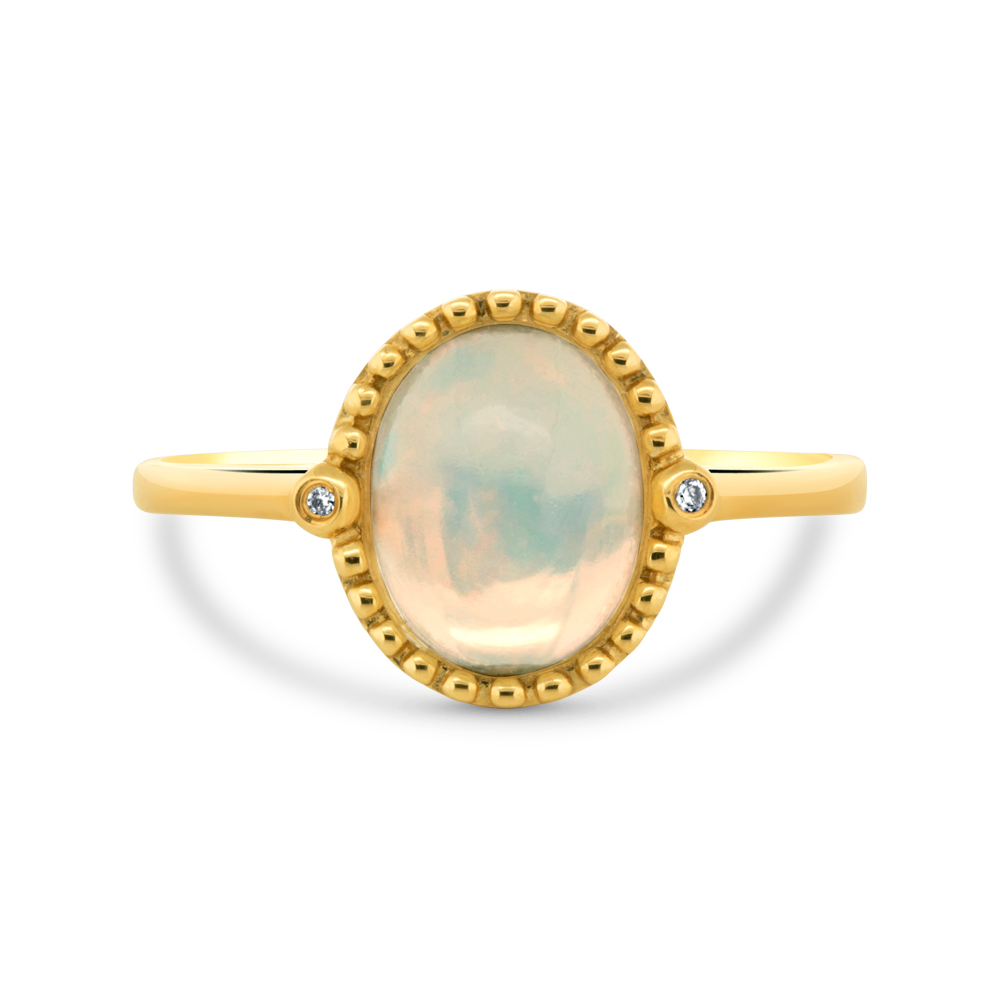 View Opal Cabuchon And Diamond Ring