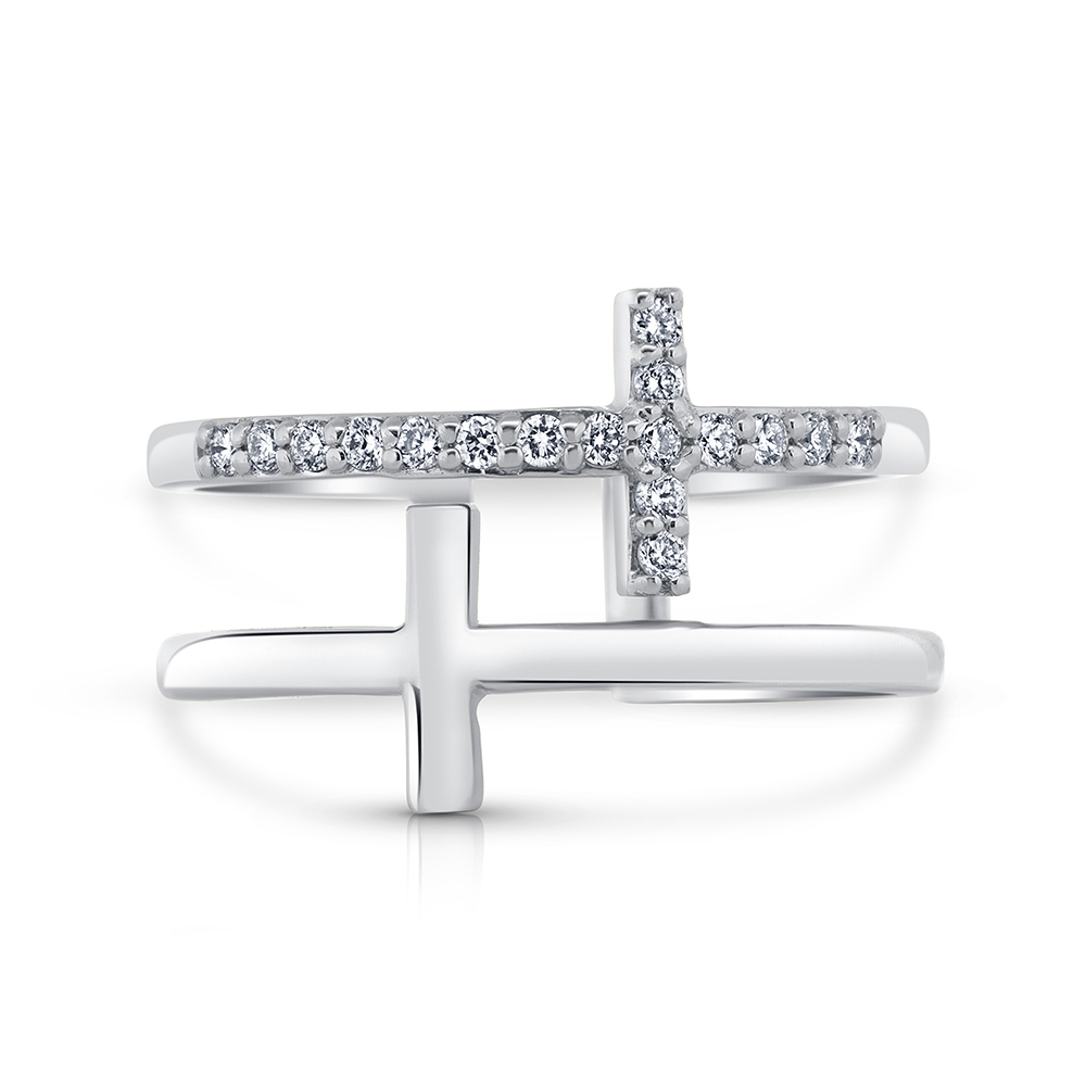 View Double Cross Diamond Ring