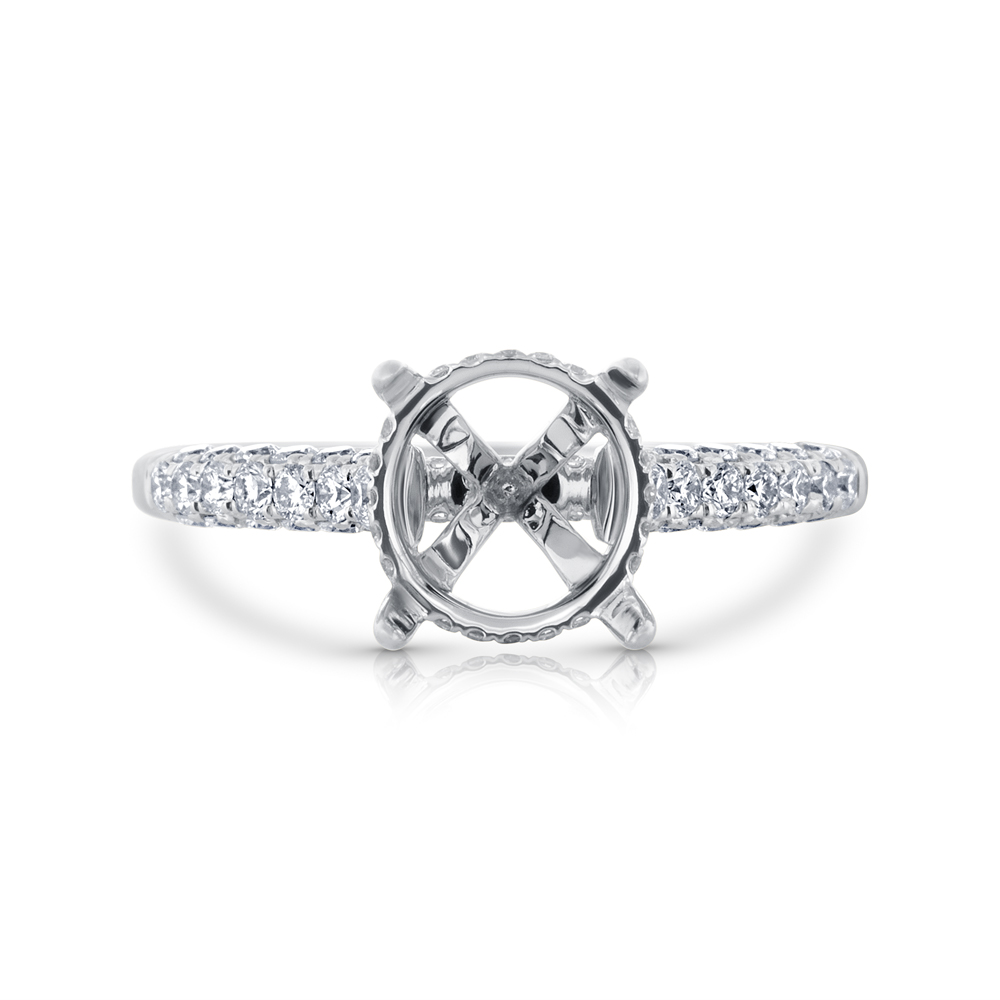 View Diamond Hidden Halo 3 Sided Engagement Ring