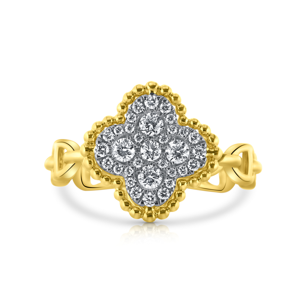 View Pave' Clover Cluster Diamond Ring