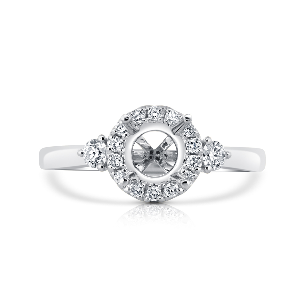 View Diamond Halo Engagement Ring For 6mm Round