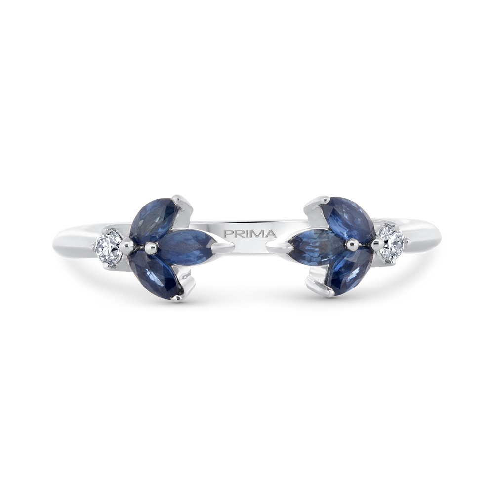 View Sapphire and Diamond Open Top Ring