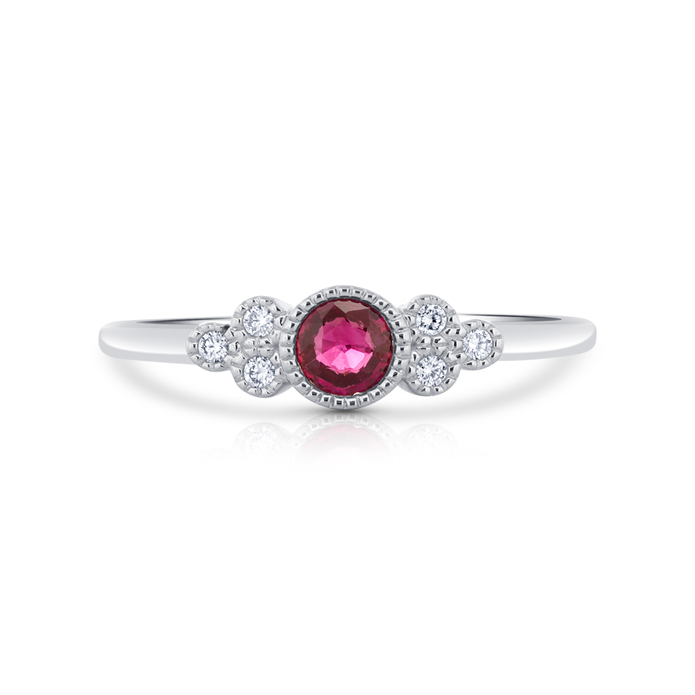 View Ruby and Diamond Bezel Set Ring