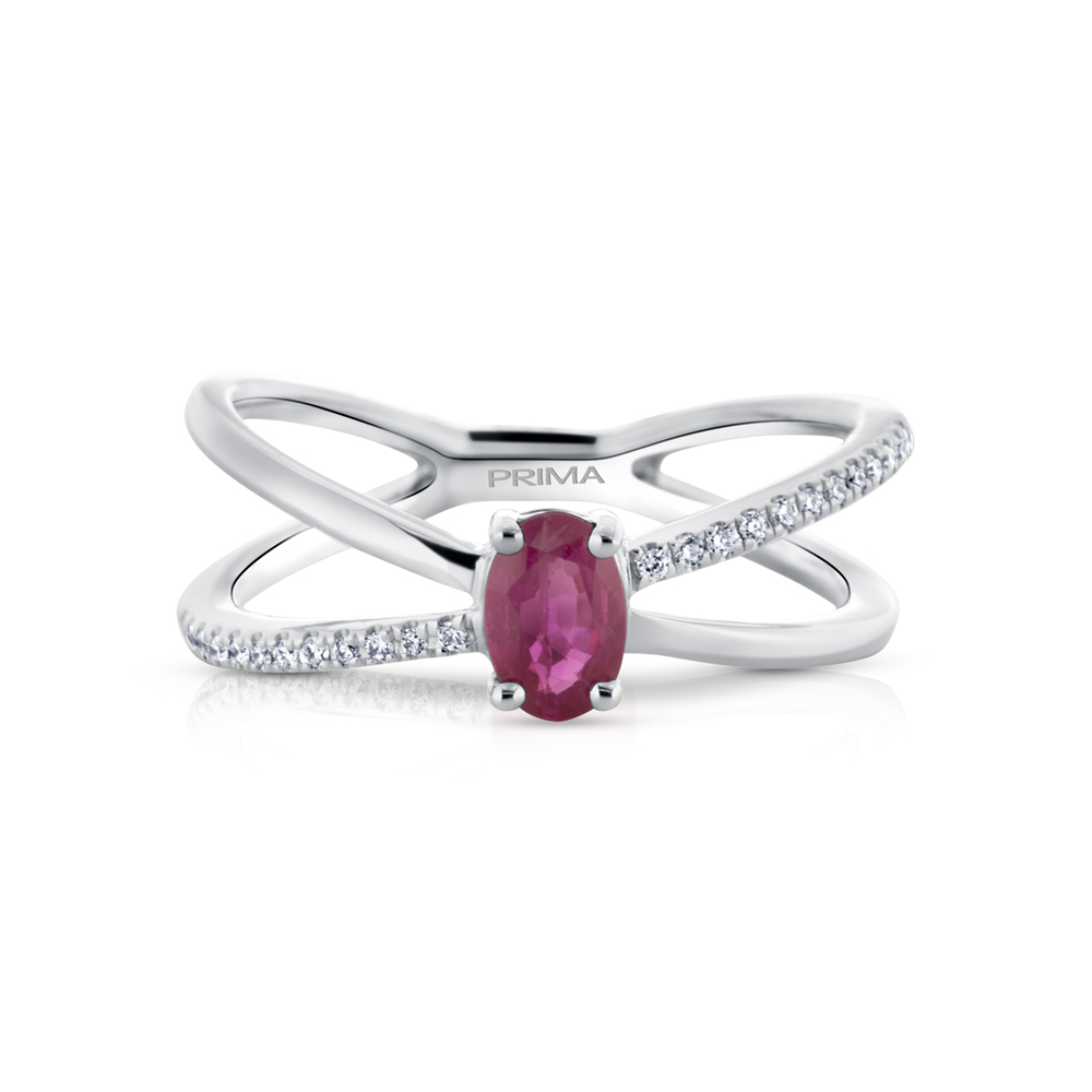 View Oval Ruby And Diamond X Ring