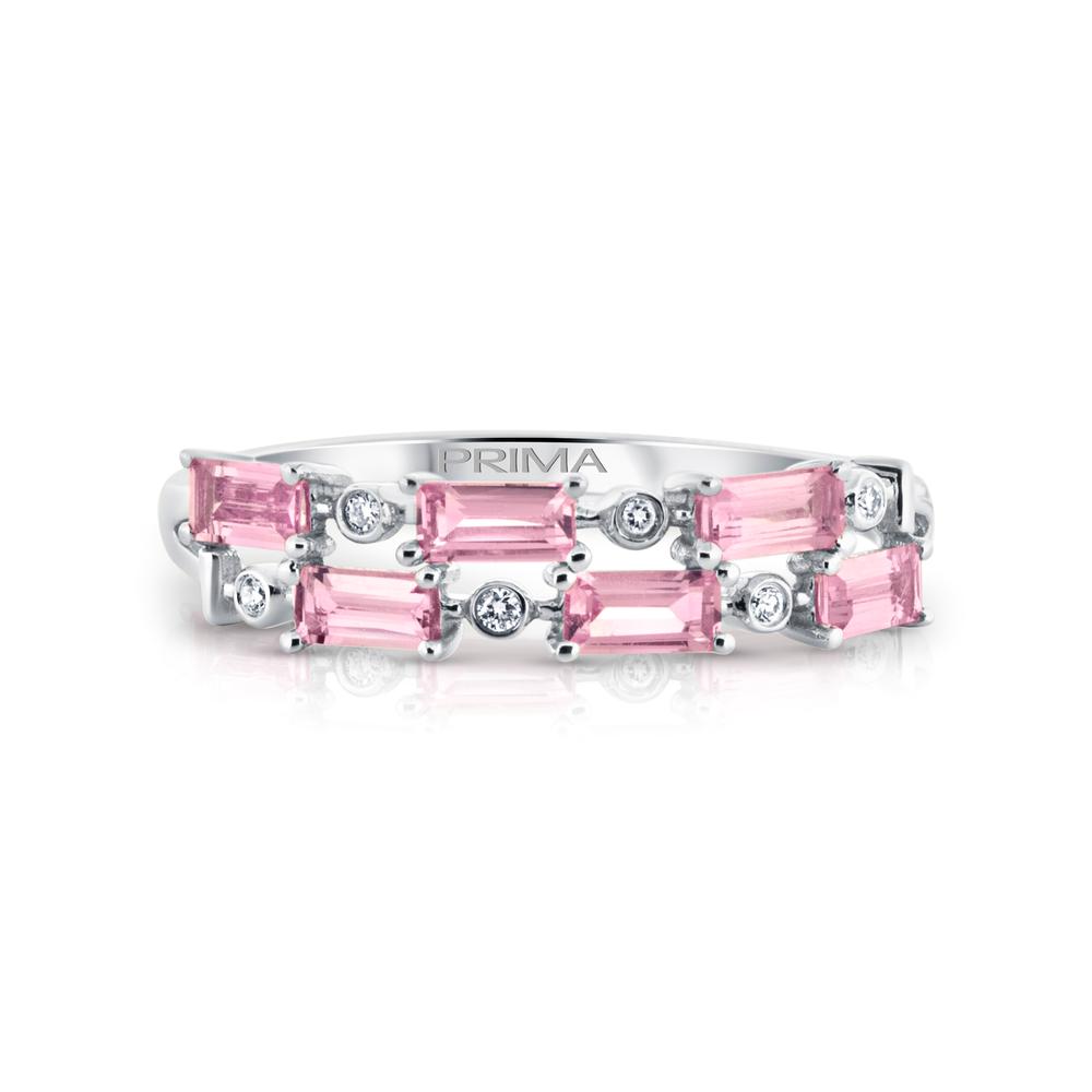 View Pink Sapphire Baguettes And Diamonds Ring